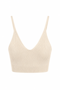Top de punto canalé beige