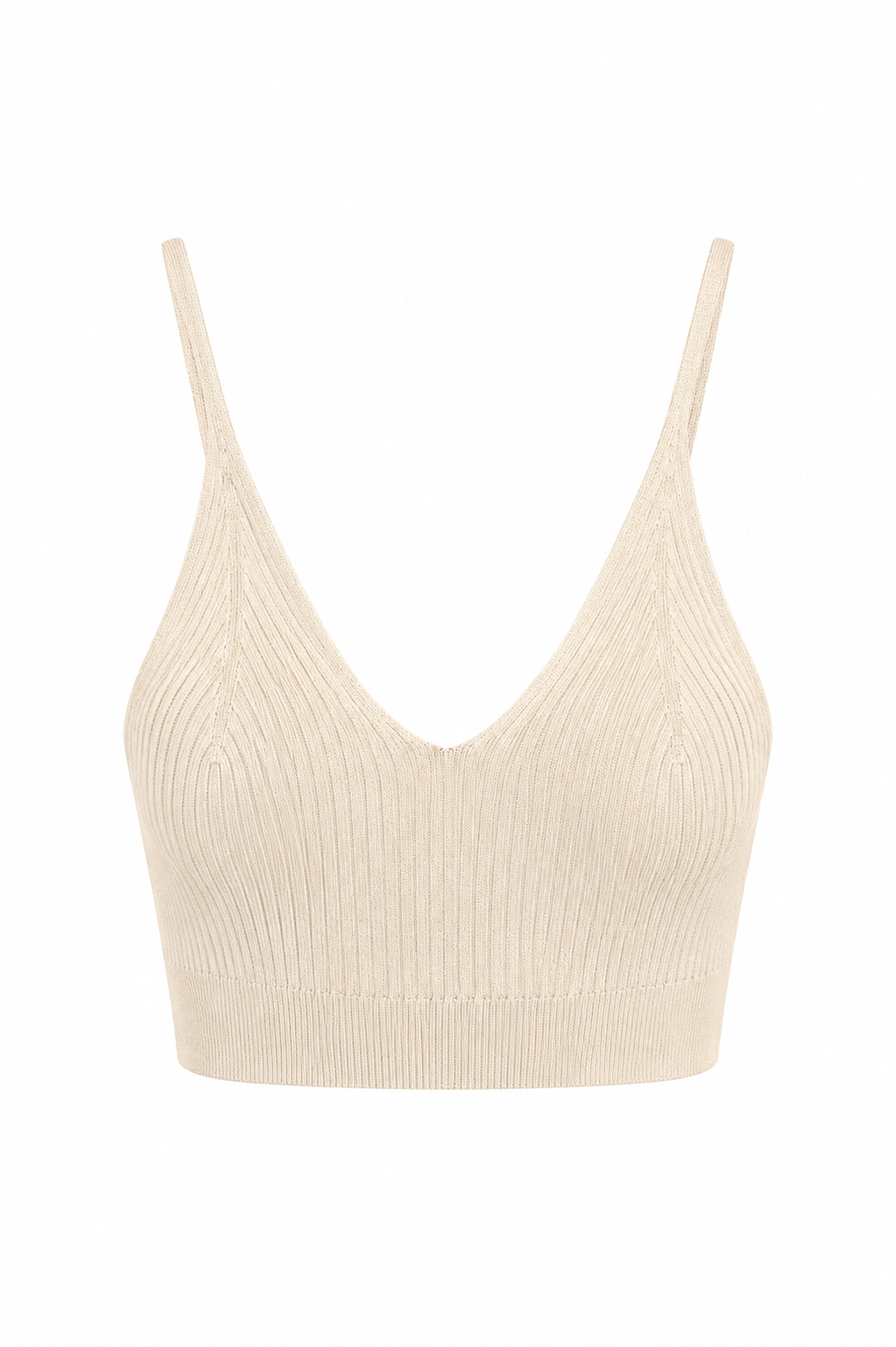 Beige ribbed knit top